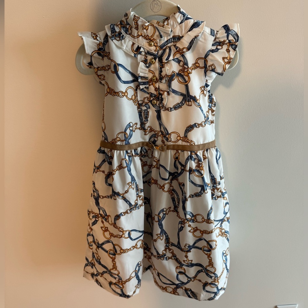 Janie and Jack formal Stylish Chain Print Kids Dress size 5 - Picture 2 of 6